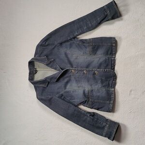 Vintage Contrast Jeans Denim Blazer Jacket – Y2K Medium Wash XL